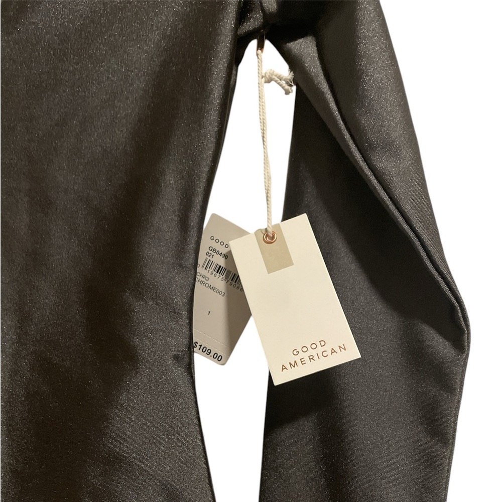 NWT Good American Disco High Shine Compression Bodysuit Chrome Size 1 Small - Picture 5 of 7